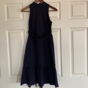 Anne Taylor Petite navy blue midi-dress